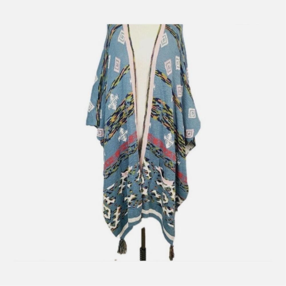 Sundance Sweater Wrap Poncho Size Medium Large Aztec Tribal Print Loungewear